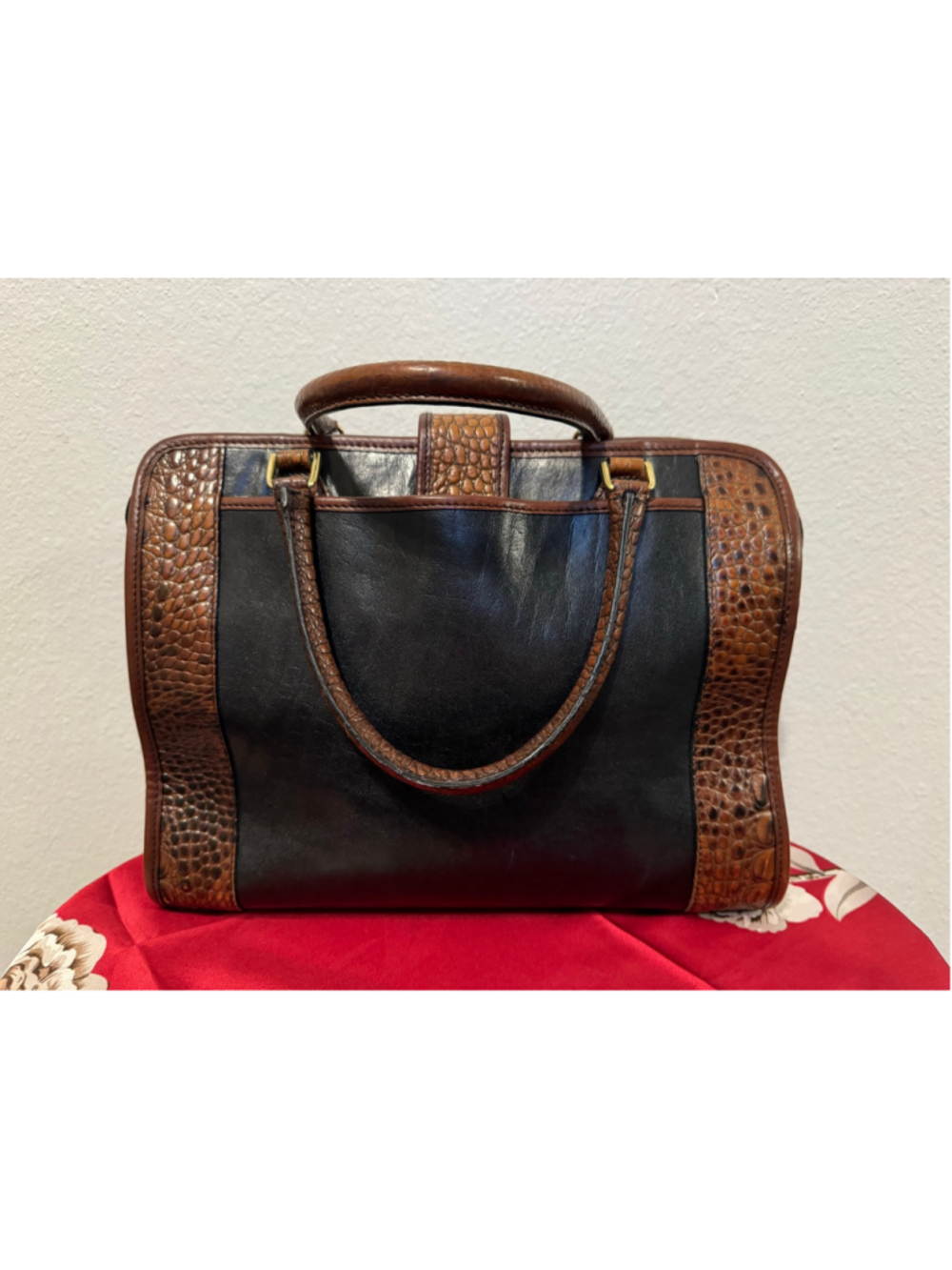 Brahmin Tuscan Collection Black Brown Croc leather satchel bag - Picture 12 of 13